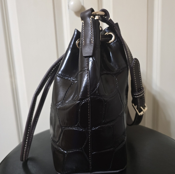 Dooney Denison Crossbody Drawstring Bag - Color: Espresso - Picture 3 of 12